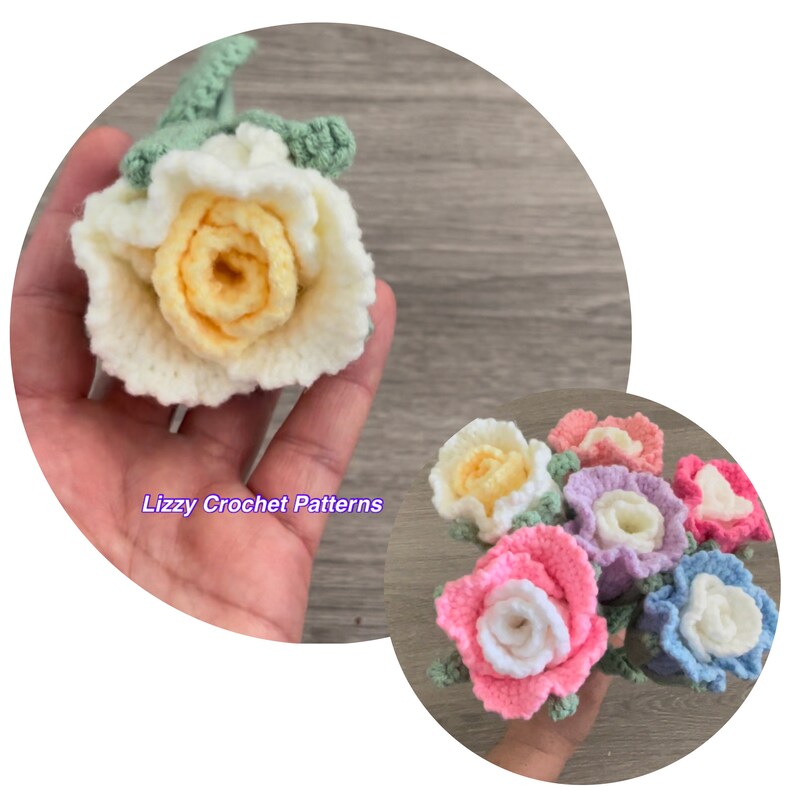Crochet Roses Two Color CROCHET ROSE PATTERN Only Flower Pattern Valentine Rose Pattern - Etsy