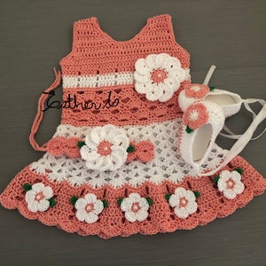 Crochet baby dress pattern, easy to follow, digital download, 0-6 months, 6-12 months, and 1-2 years PDF  Pattern only