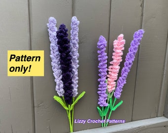 Crochet Lavender Pattern/ Flower DIY Bouquet Pattern Lavender Crochet Pattern