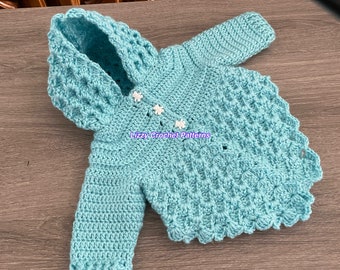 Crochet Baby Cardigan 0-3 months PATTERN ONLY instant download PDF