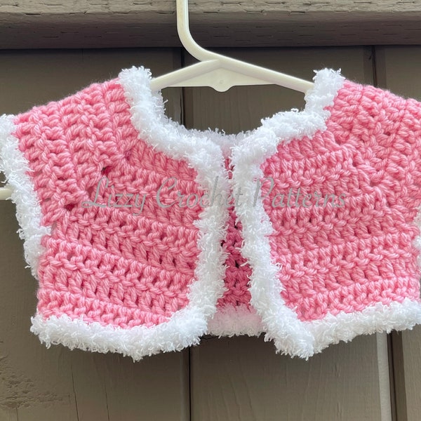 Crochet Baby Bolero PATTERN ONLY 0-3 months