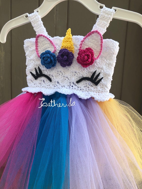 Crochet Unicorn Baby Dress, Sizes PATTERN ONLY