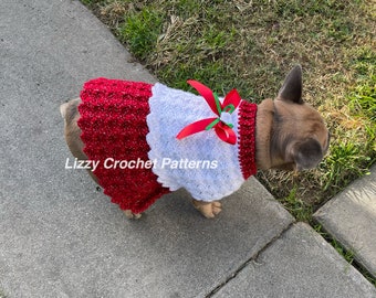 Christmas Dog Dress PATTERN only PDF instant download Crochet Dog Sweater Pattern Cat dress Pet Christmas sweater pattern