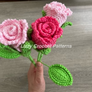 かぎ針編みのバラのパターン 花柄のみ バレンタインローズのパターン