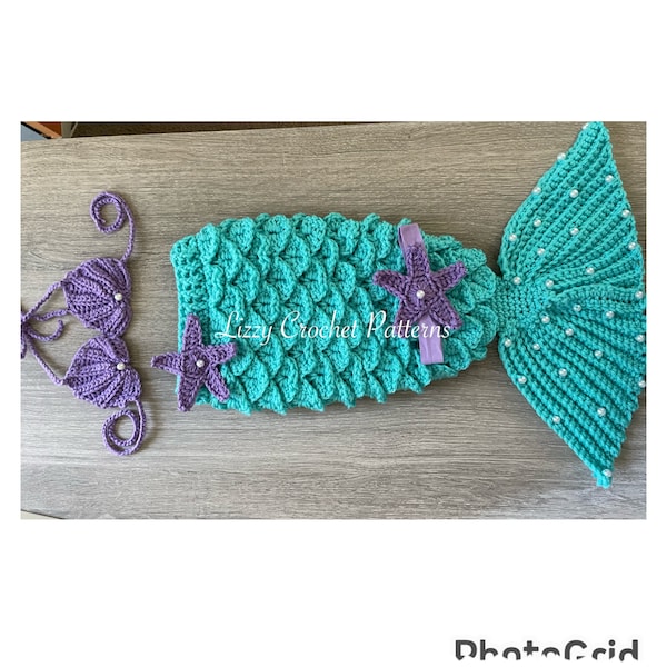 Mermaid Tail Pattern newborn PDF Intermediate - Expirienced Level Crochet Mermaid Pattern ONLY instant download