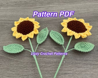 Easy Crochet Sunflower PATTERN PDF Sunflower crochet pattern, crochet flower bouquet DIY Sunflower pattern