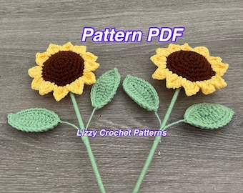 Easy Crochet Sunflower PATTERN PDF Sunflower crochet pattern, crochet flower bouquet DIY Sunflower pattern