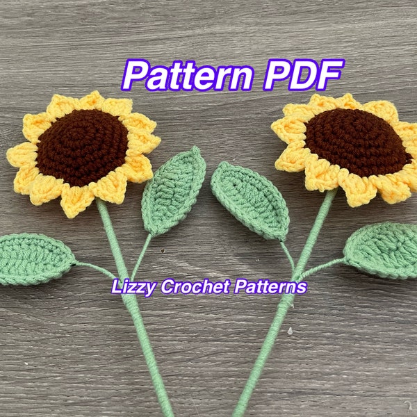 Easy Crochet Sunflower PATTERN PDF Sunflower crochet pattern, crochet flower bouquet DIY Sunflower pattern