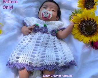 Crochet Baby Dress 0-3 months,(easy to follow) Digital Pattern, Instant Download PDF Baby Dress Pattern ONLY