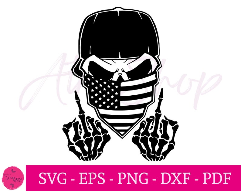 Download Middle Finger Svg Dead Skull USA Flag Veil Svg Skull Hat ...