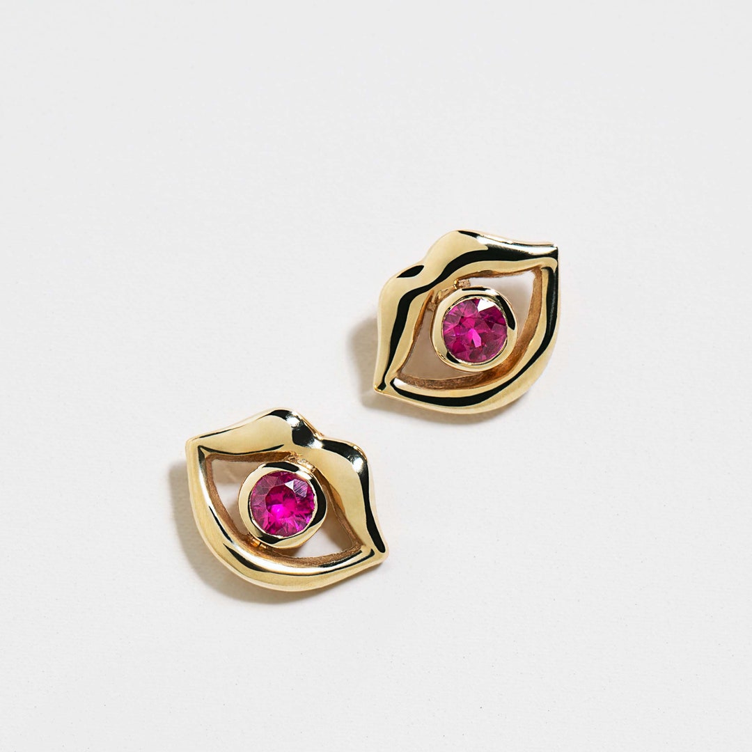 My Lips Are Sealed Studs Etsy