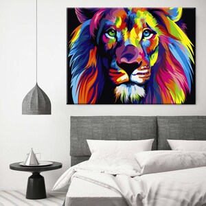 Colorful Lion Wall Art Print Street Art Canvas Graffiti Framed - Etsy