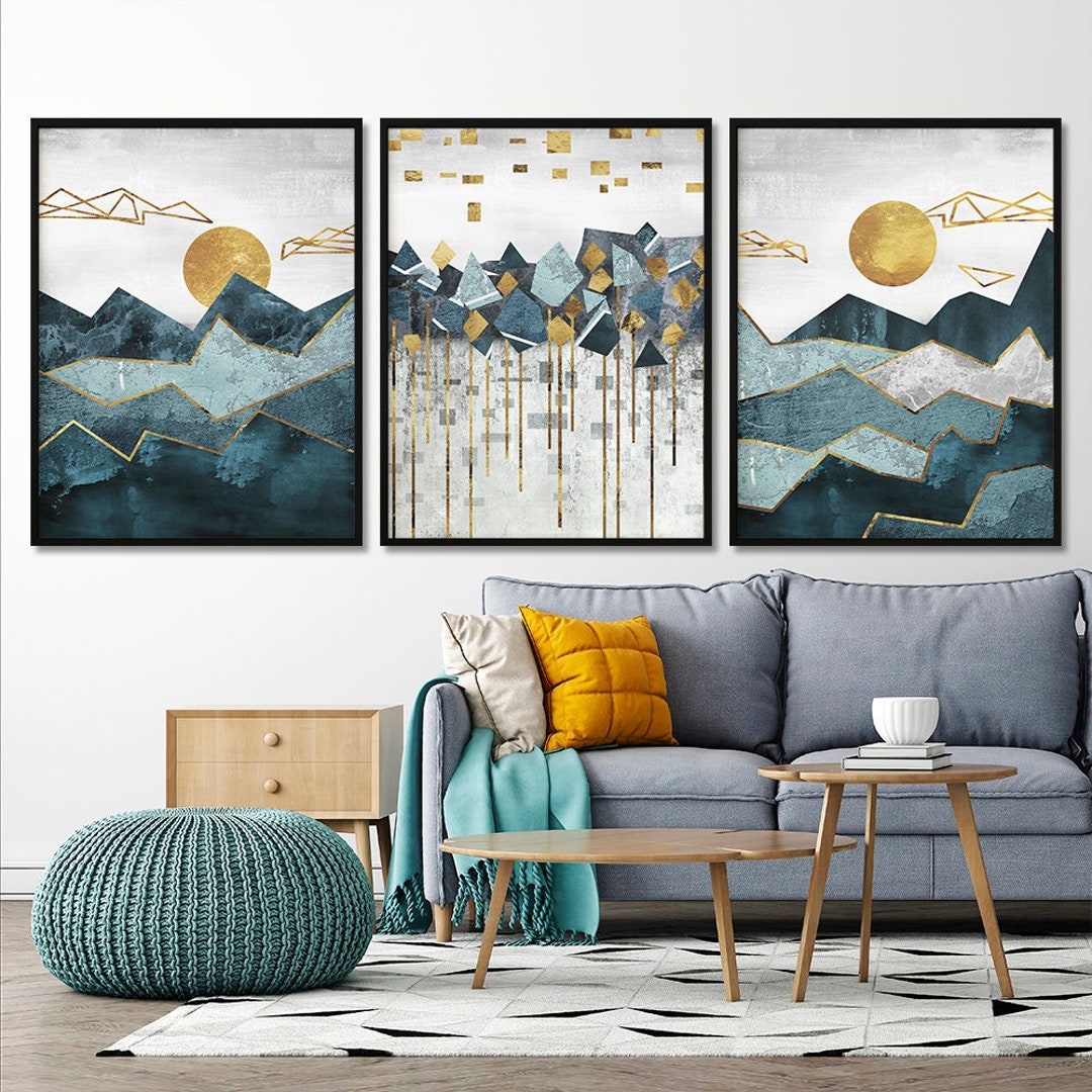 Nature Piece Wall Art Prints Sun and Moon Geometric Poster Etsy