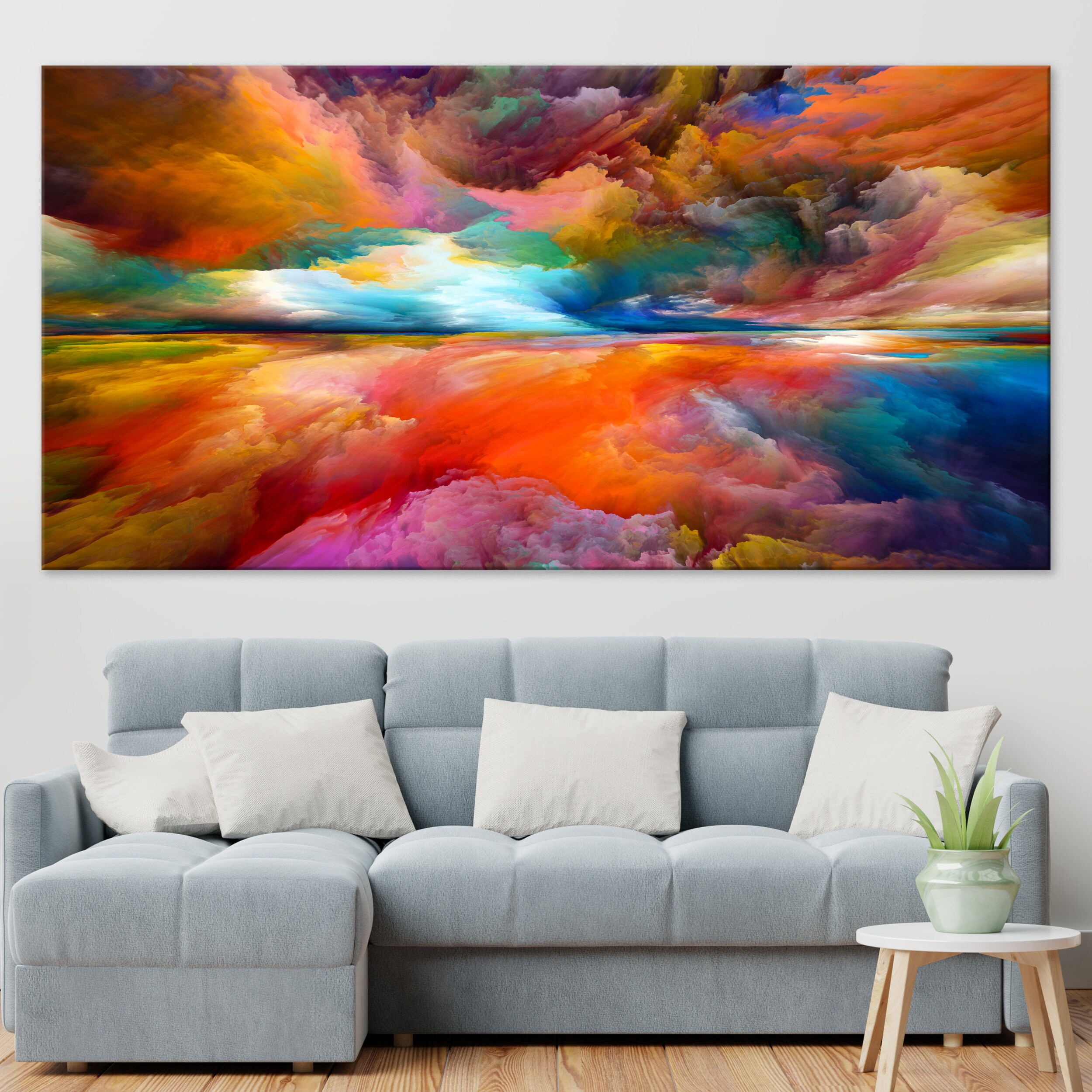Abstract Red Blue Wall Art Print Сolorful Living Room Home Etsy