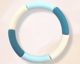 Bracciale con perline tubolari elastiche, grande braccialetto con perline vintage, braccialetto colorato e alla moda, regalo di Natale da donna, regalo segreto economico di Babbo Natale