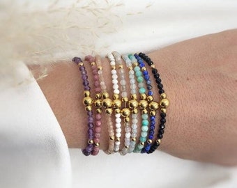 natural stone bracelet, crystal healing bracelet, delicate beaded gemstone bracelet, Christmas gift for women