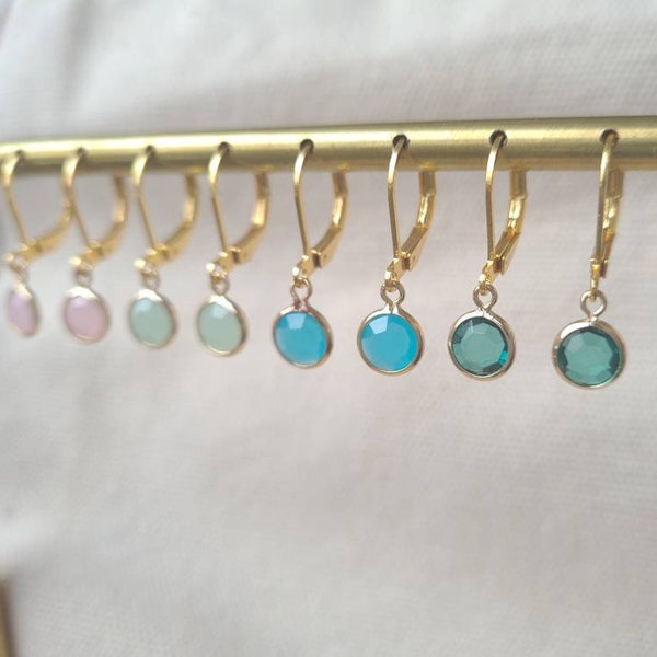 Small golden earrings with customizable pendant, mini stainless steel hoop earrings, women's Christmas gift