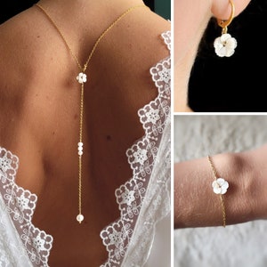 Parure de bijoux de mariage avec collier, bracelet et boucles d'oreilles assorties