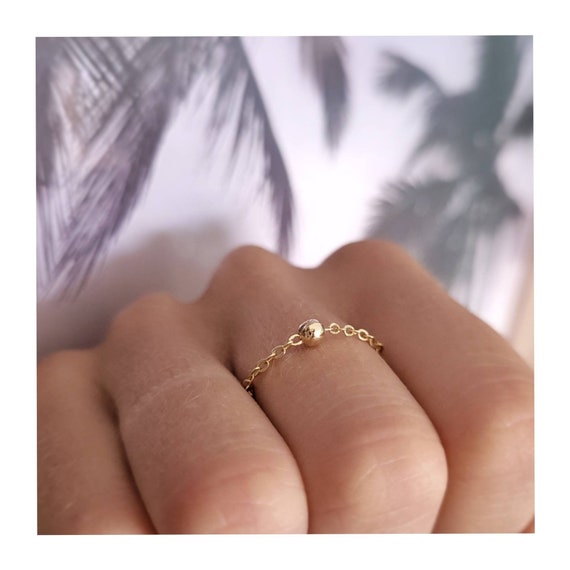 Bague chaine et perle doree bague fine chainette cadeau fete de noel femme Etsy France