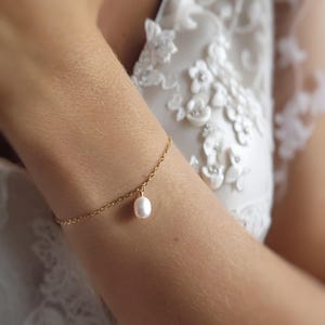 Zoetwaterparel trouwarmband, kerstcadeau voor vrouwen, huwelijksjuwelen voor burgerlijke ceremonie, minimalistische armband