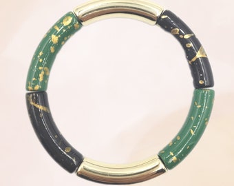 Braccialetti elastici con perline tubolari, braccialetti vintage con perline grandi, braccialetti colorati alla moda, regali di Natale per donne, regali di Babbo Natale segreto