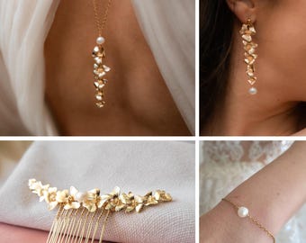 Set De Bijoux Perles Strass Blanc Pour Mariage - Collier Et Boucles D'oreilles