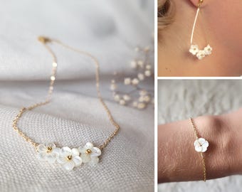 Set De Bijoux Perles Strass Blanc Pour Mariage - Collier Et Boucles D'oreilles