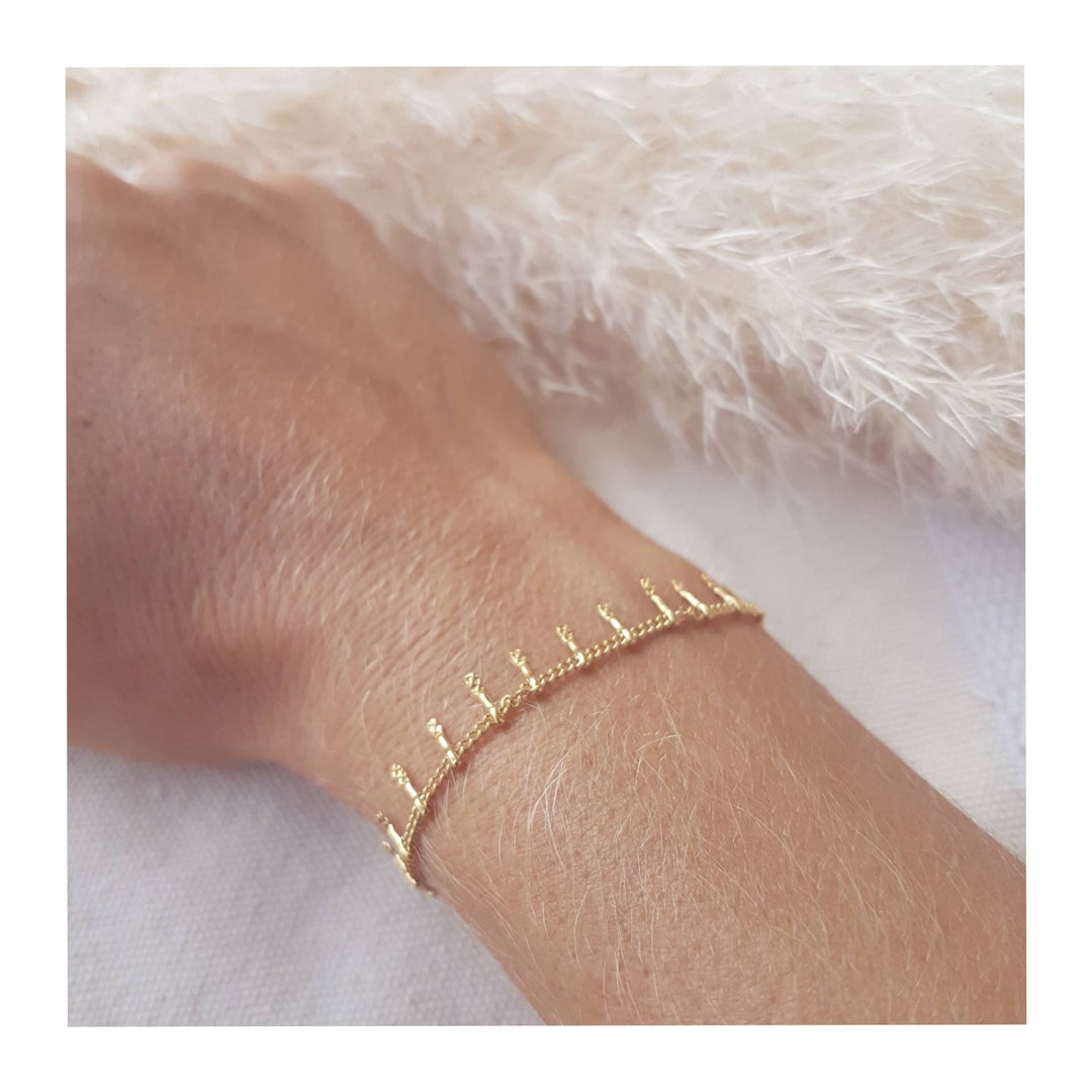 Fine Gold Bracelet, Fancy Gold Studded Chain, Gold Steel, Women's