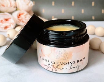 jojoba cleansing balm | honey + tallow | nourishes and hydrates as it melts away makeup | the easy way to oil cleanse