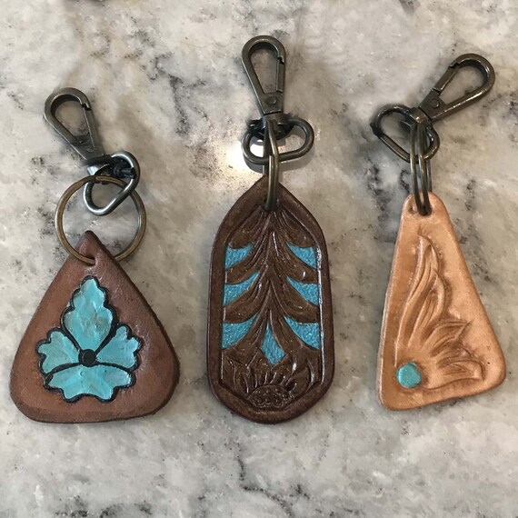 Myra Bags Myra Bags Keychain Handtooled Leather Keychain Etsy
