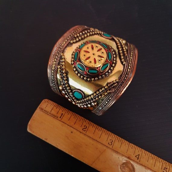 Vintage medieval style bronze cuff bracelet. Set … - image 7