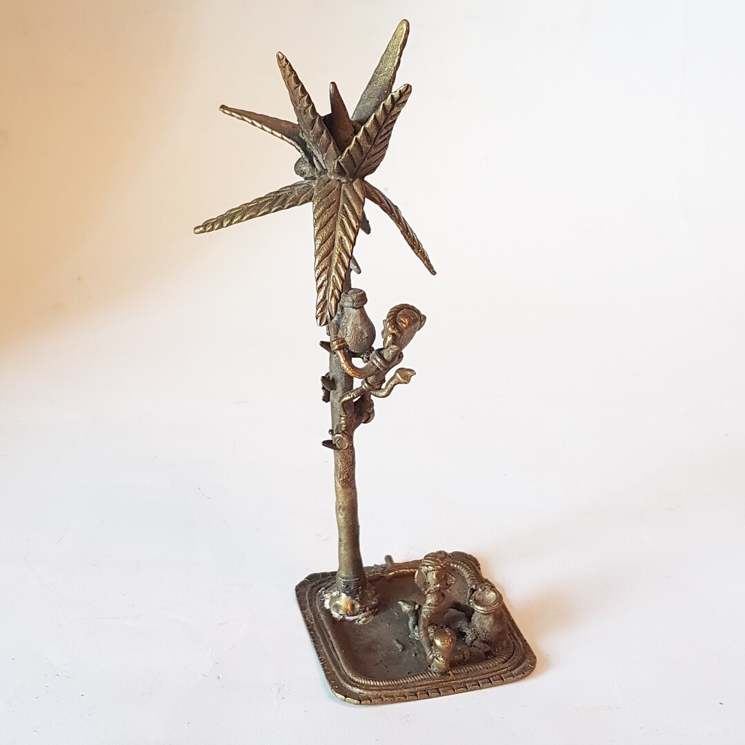 Vintage Bronze Monkey Art Sculpture. Monkey Picking Coconuts Etsy