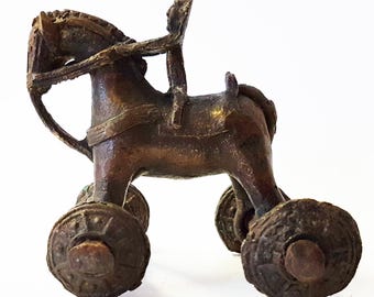 Vintage Bronze Horse Rider Rare Collectible. India Dohkra Lost Wax