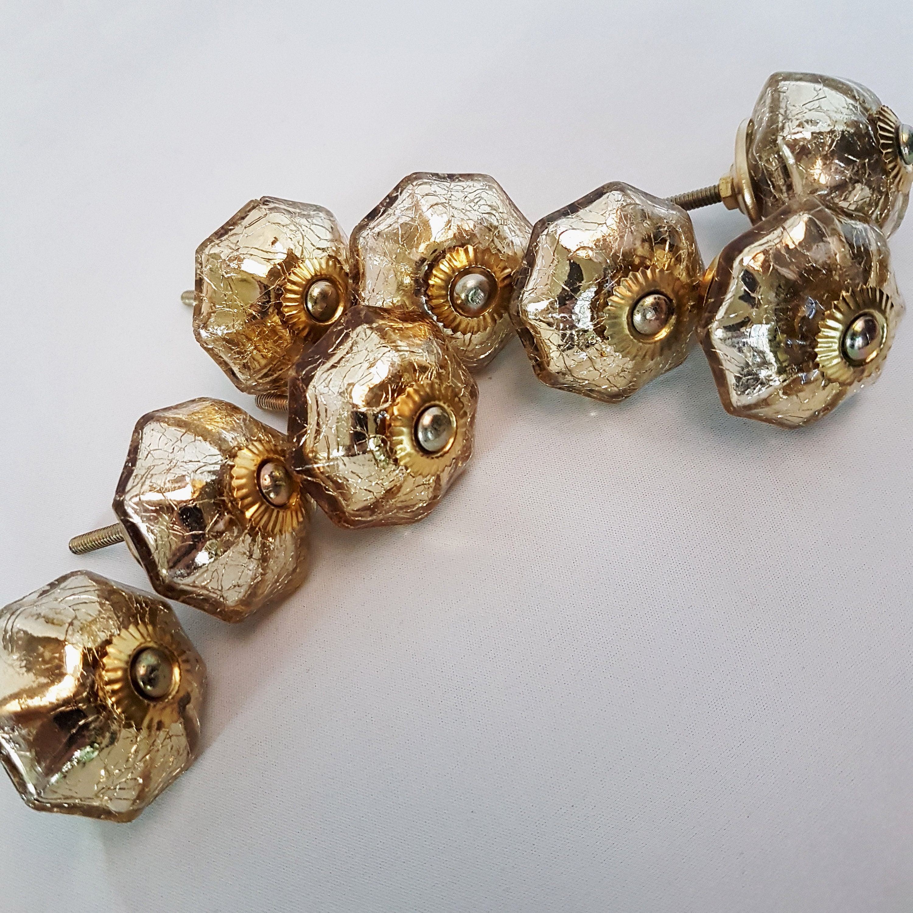 Set of 8 Mercury Glass Knob Drawer Pulls. Bygone Era Etsy