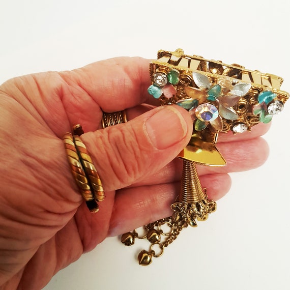 Vintage rhinestone gold metal claw clip barrette.… - image 5