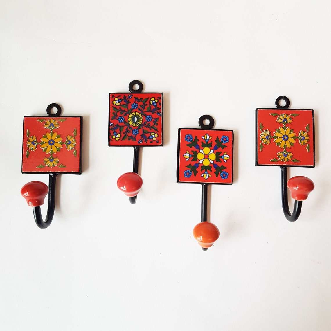 4 ceramic tile wall hooks coat hooks cup hookstowel hooks. Etsy