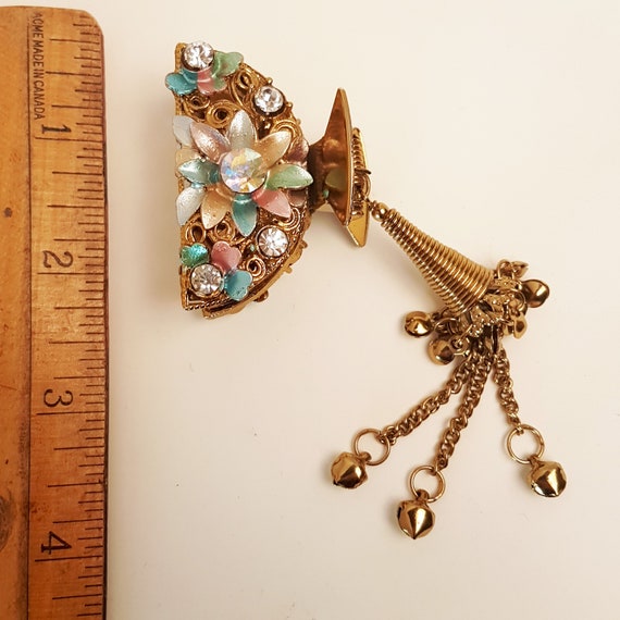 Vintage rhinestone gold metal claw clip barrette.… - image 8