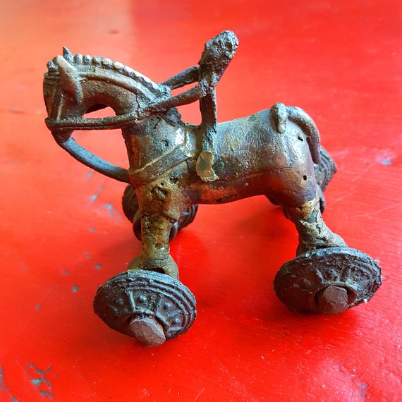 Vintage Bronze Horse Rider Rare Collectible. India Dohkra Lost Wax