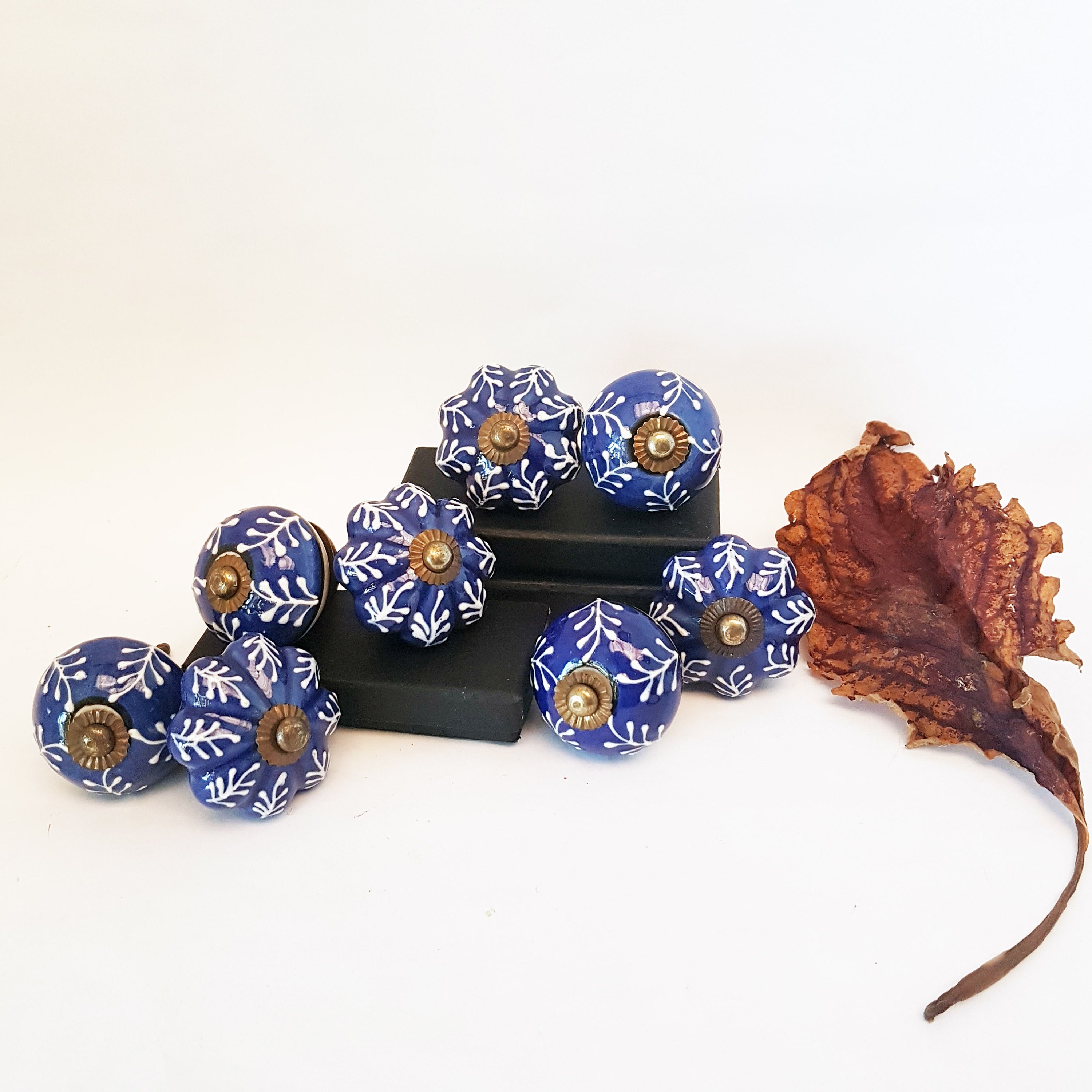 8 Piece Set of Hand Painted Knob Drawer Pulls. 8 Delft Etsy