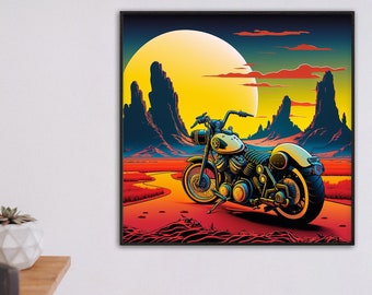 Pop Art motorcycle, abstract, contrast, road-trip, adventure, surreal, wall art, digital, 90s cool wall art, pop
