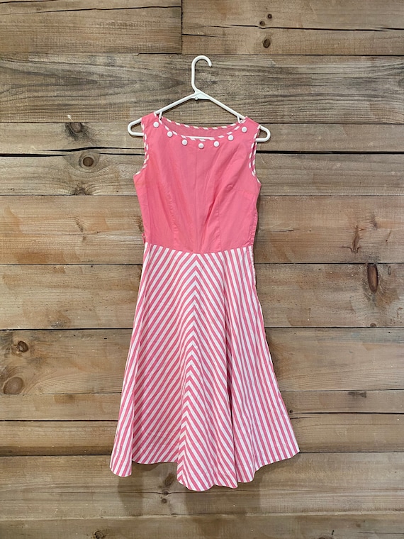 Vintage pink and white striped dress