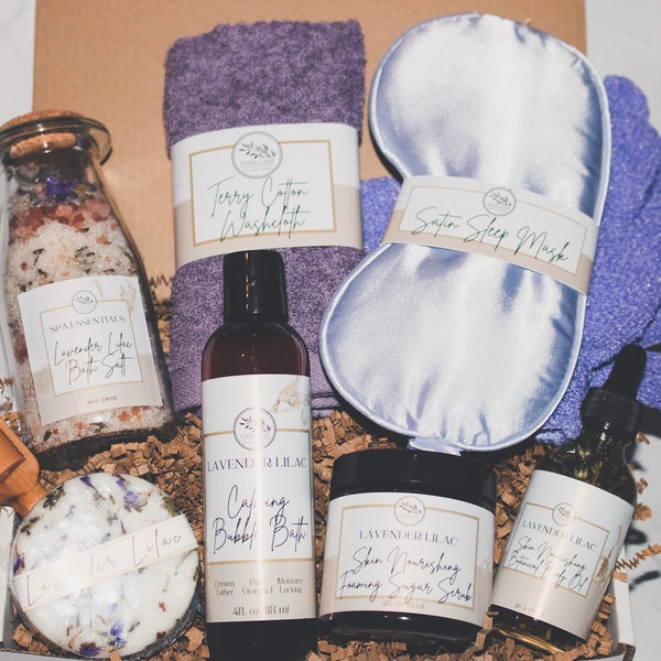 Self-Care Box, Pampered Spa Lavender Lilac Deluxe Gift Set-Mother's Day, Birthday, Spa Day, Bridal Shower, Get Well Soon, Thinking Of You