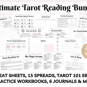 Ultimate Tarot Bundle | 40+ Pages! Beginner eBook, Cheat Sheets, Practice Workbooks, Spreads, Journals & Notes | GoodNotes Ready PDF