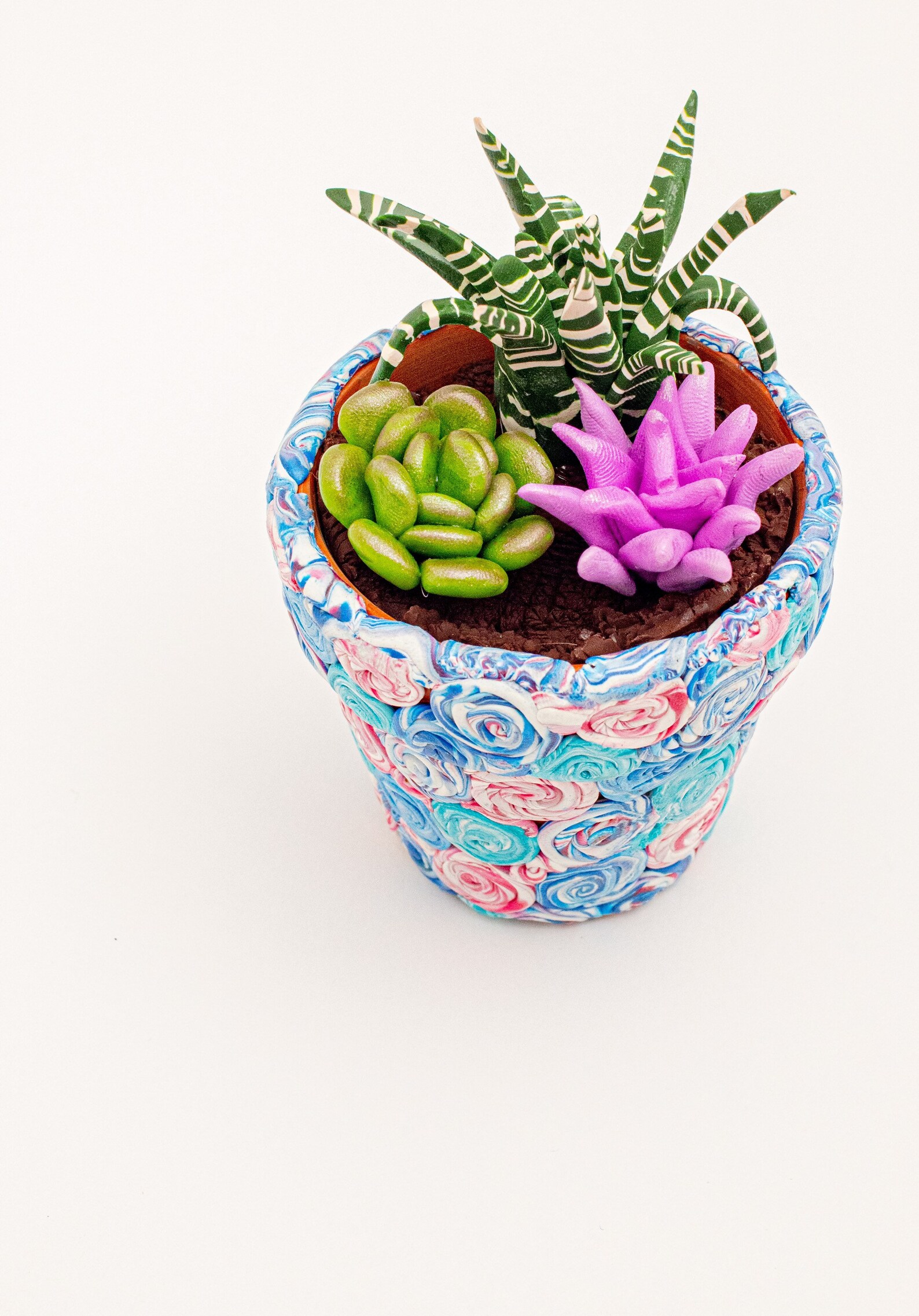 Polymer clay pot and succulents Etsy