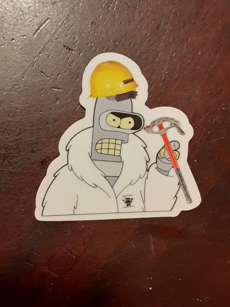 Cartoon electrician with conduit bender and hardhat sticker image 2