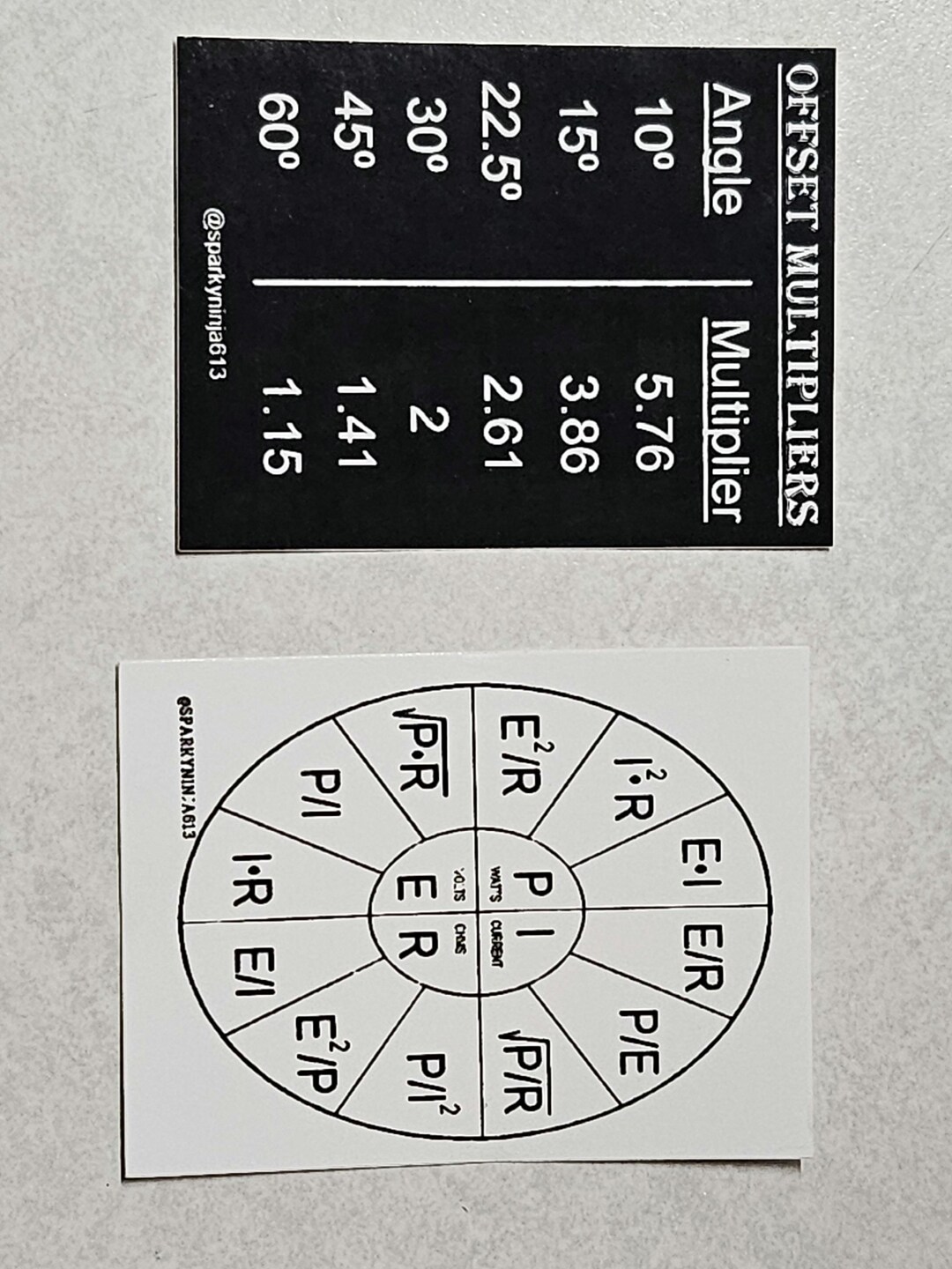 Electrician Reference Sticker Pack: Ohms Law, Circuit Color Chart (8 ...