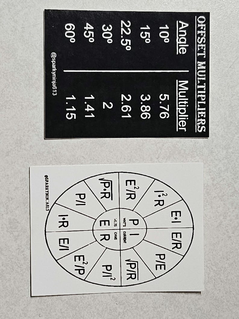 Electrician Reference Sticker Pack: Ohms Law, Circuit Color Chart (8 ...
