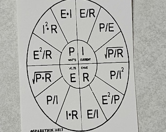 Ohm's Law Sticker 2 pack 2x3"
