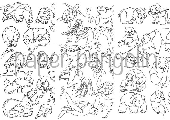 Download 3 Colouring Pages Endangered Animals Printable Colouring Etsy