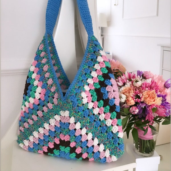 Handmade Crochet Bag Afghan Bag Boho style Shoulder bag beach summer vintage granny square